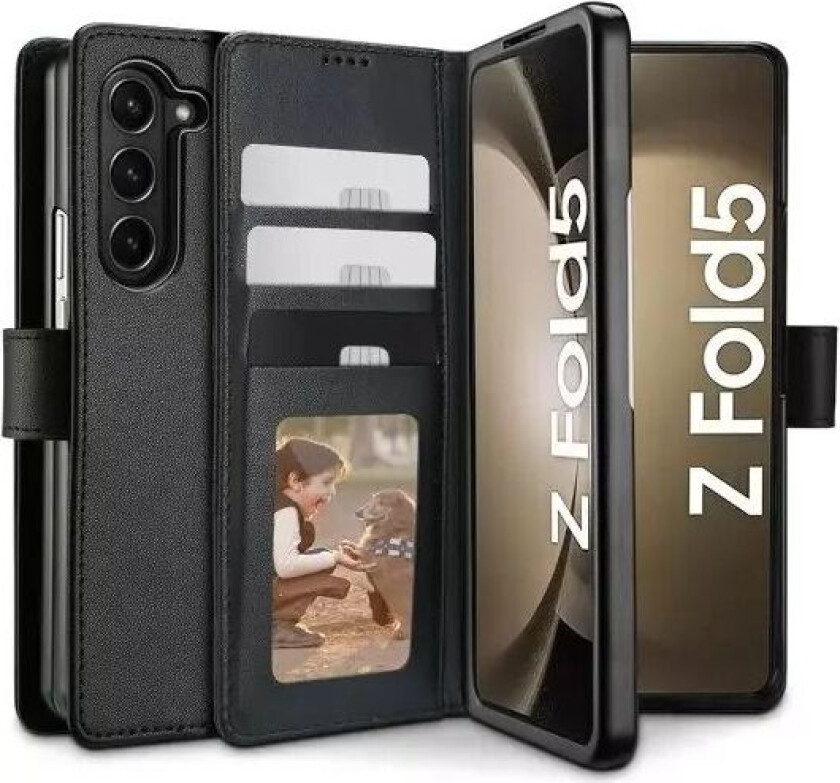 Tech-Protect Samsung Galaxy Z Fold5 (5G) Tech-Protect Lommebok Flip Deksel med Lommebok & Stativ Funksjon - Svart