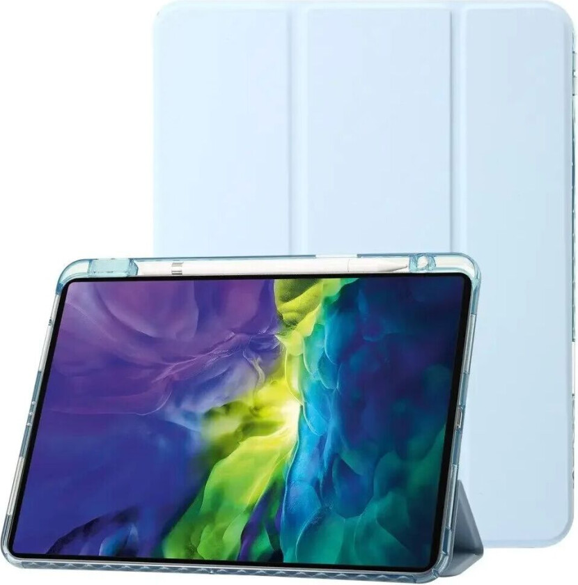 iPad Pro 13" (2024) Tri-Fold Kunst Skinn Deksel med Apple Pencil Holder - Lyse Blå