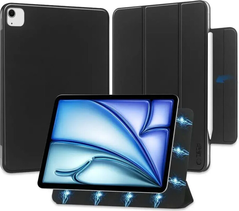 iPad Air 13" (2024) Tech-Protect Smartcase Magnetisk Deksel Tri-fold - Svart