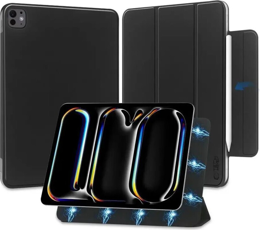 iPad Pro 13" (2024) Tech-Protect Smartcase Magnetisk Deksel Tri-fold - Svart