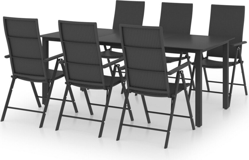 Utendørs spisestue 7 deler svart