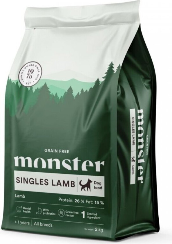 Monster Dog Adult All Breeds Grain Free Singles Lamb (2 kg)