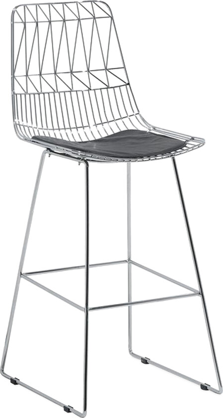 Sett med 2 barstoler Sølvfarget stålramme Sete i kunstskinn Benkehøyde Lamellrygg Moderne design