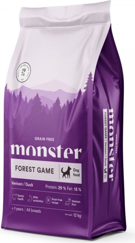 Monster Dog Adult All Breeds Grain Free Forest Game Venison & Duck (12 kg)