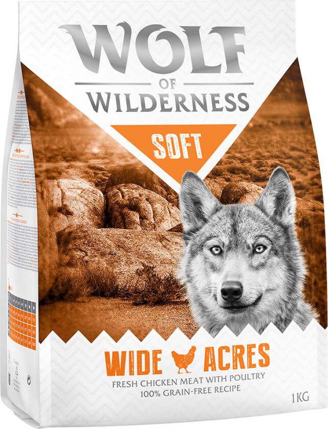 3 + 1 gratis! 4 x 1 kg Wolf of Wilderness - Wide Acres - kylling (halvfuktig)