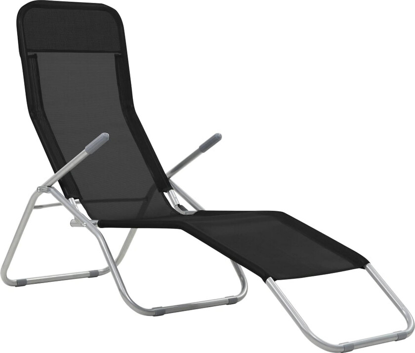 Sammenleggbare solsenger 2 stk i svart textilene