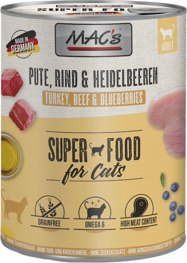MAC´s Cat Kattefôr 6 x 800 g - Kalkun og blåbær