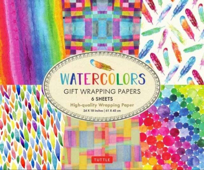 Rainbow Watercolors Gift Wrapping Papers - 6 sheets av Tuttle Publishing