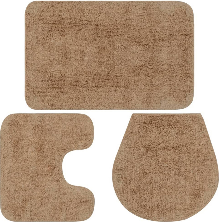 Bademattesett 3 stk stoff - beige