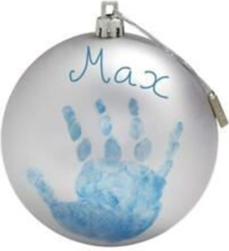 Baby Art Julekule med håndavtrykk, Sølv