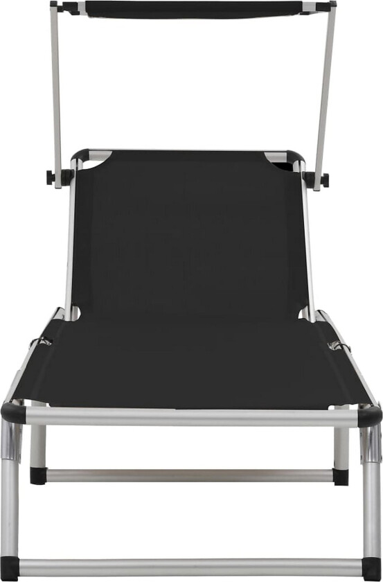 Sammenleggbar solseng med tak aluminium og textilene svart