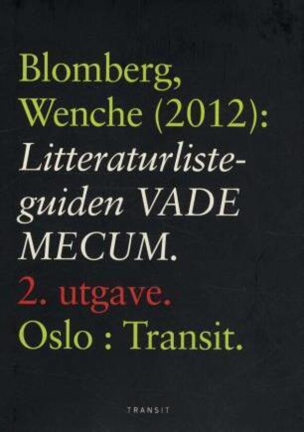 Litteraturlisteguiden Vade mecum av Wenche Blomberg