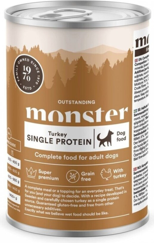 Monster Dog Adult Single Protein Turkey 400 g