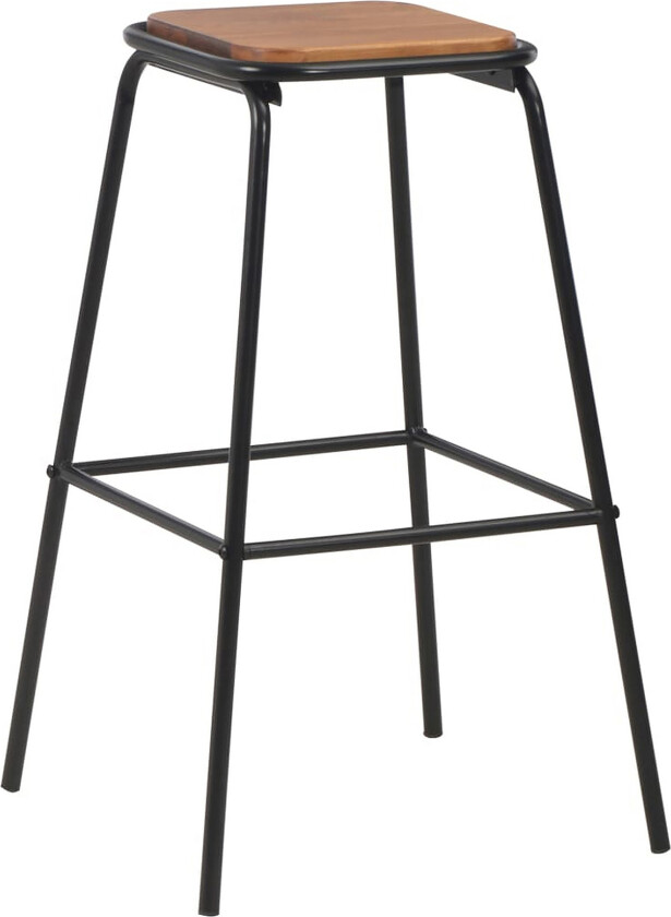 Barstoler 2 stk svart heltre furu og stål