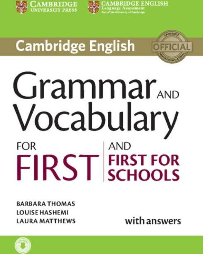 Grammar and Vocabulary for First and First for Schools Book with Answers and Audio av Louise Hashemi, Laura Matthews, Barbara Thomas