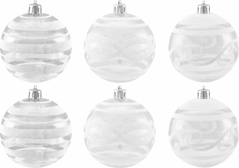 Julekule 7cm, clear diverse designs 6x