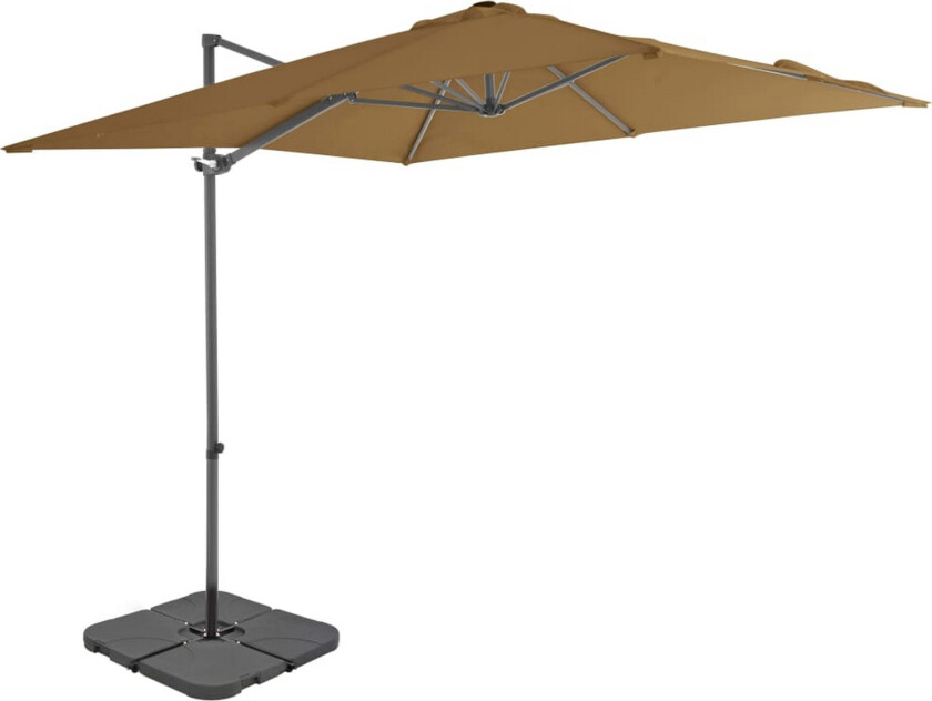 Utendørs parasoll med bærbar base gråbrun