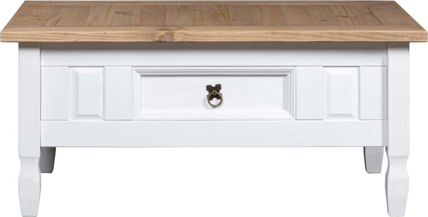 Salongbord meksikansk Corona-stil furu 100x55x45 cm hvit