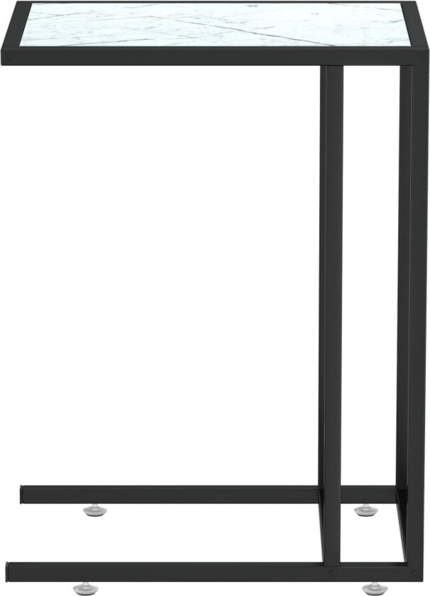 Sidebord for PC hvit marmor 50x35x65 cm herdet glass