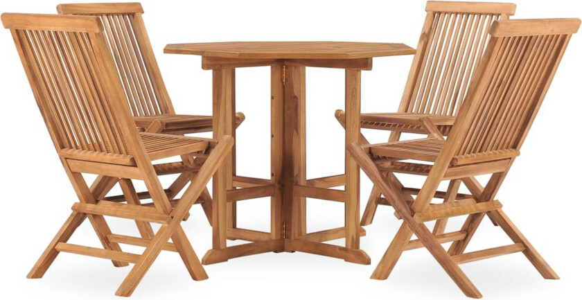 Utendørs spisestue sammenleggbar 5 deler heltre teak