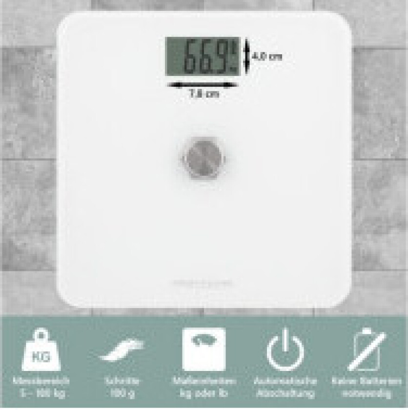 PC-PW 3112 w Personvægte Vejeområde=150 kg Hvid