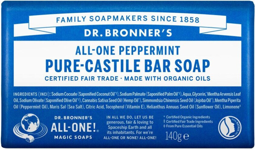 Dr. Bronner All One Peppermint Pure Castile Bar Soap 140g