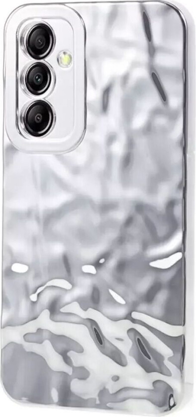 Samsung Galaxy A24 Glinsende Fleksibel Plast Bakside Deksel - Bølget Design - Sølv