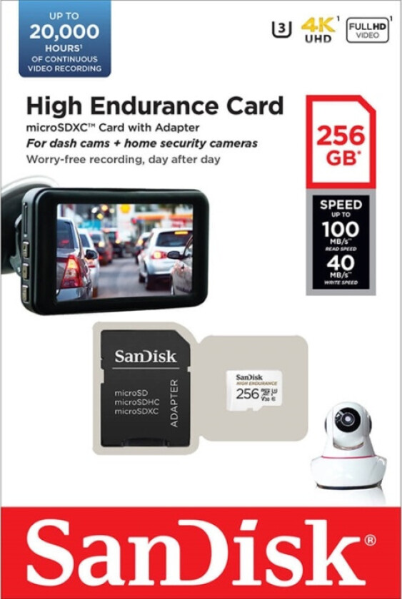 Sandisk High Endurance 256gb Microsdxc Uhs-i Memory Card