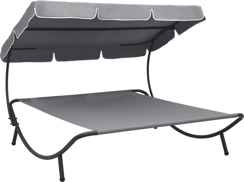 Utendørs sofaseng med solskjerm grå