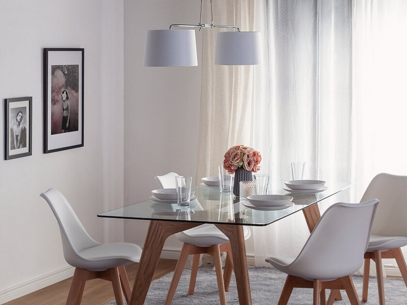 2-Lys Pendel Hengende Lampe Hvit med Metallbase Vintage Minimalistisk