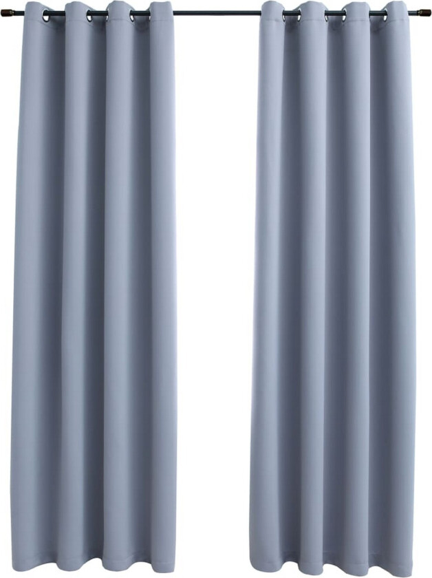 Lystette gardiner med metallringer 2 stk grå 140x245 cm