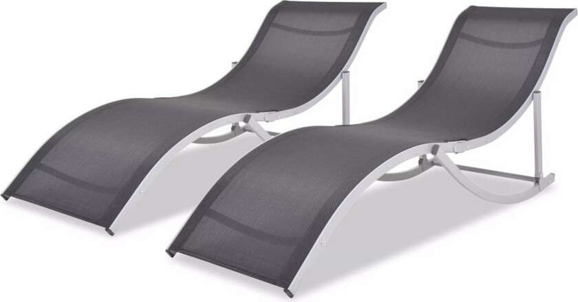 Sammenleggbare solsenger 2 stk aluminium og textilene