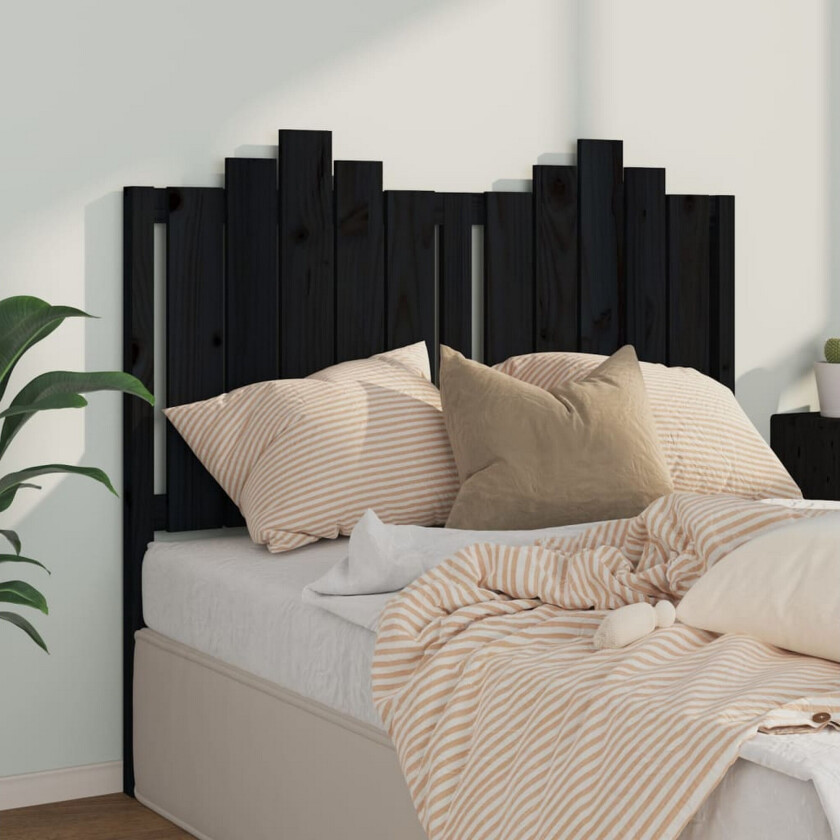 Sengegavl svart 126x4x110 cm heltre furu