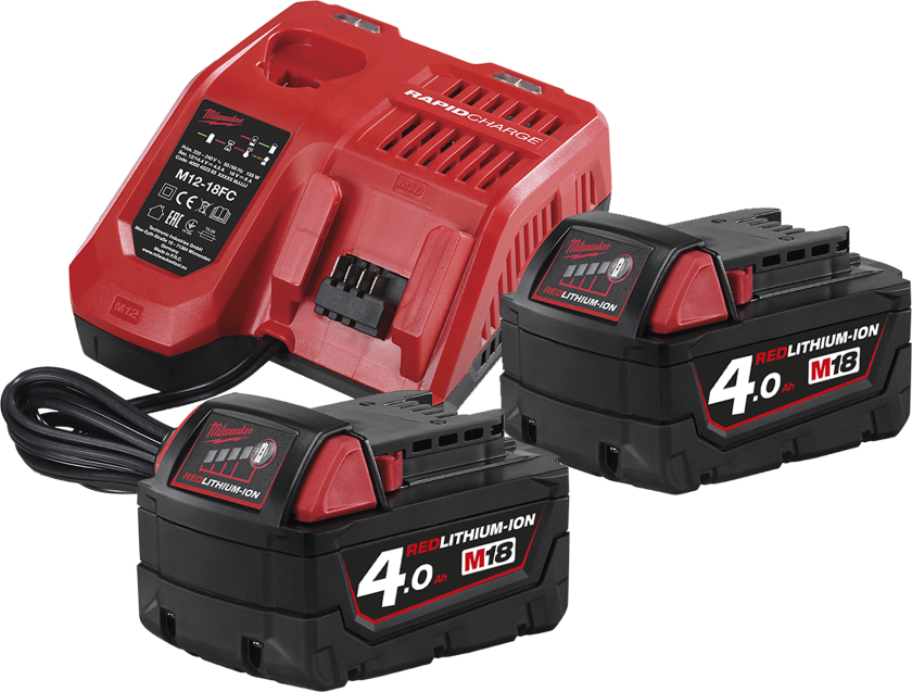 M18 NRG-402 Ladepakke 2 stk. batterier + 1 stk. Lader