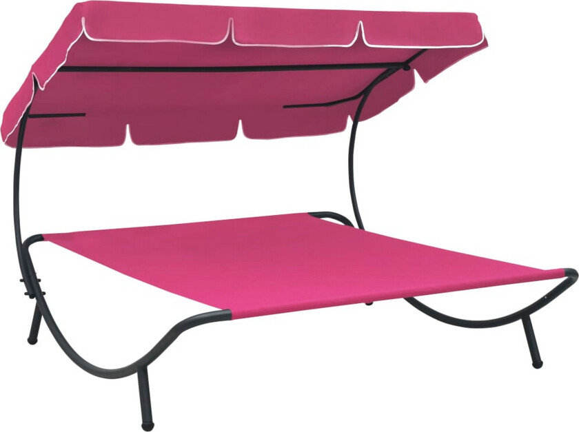 Utendørs sofaseng med solskjerm rosa