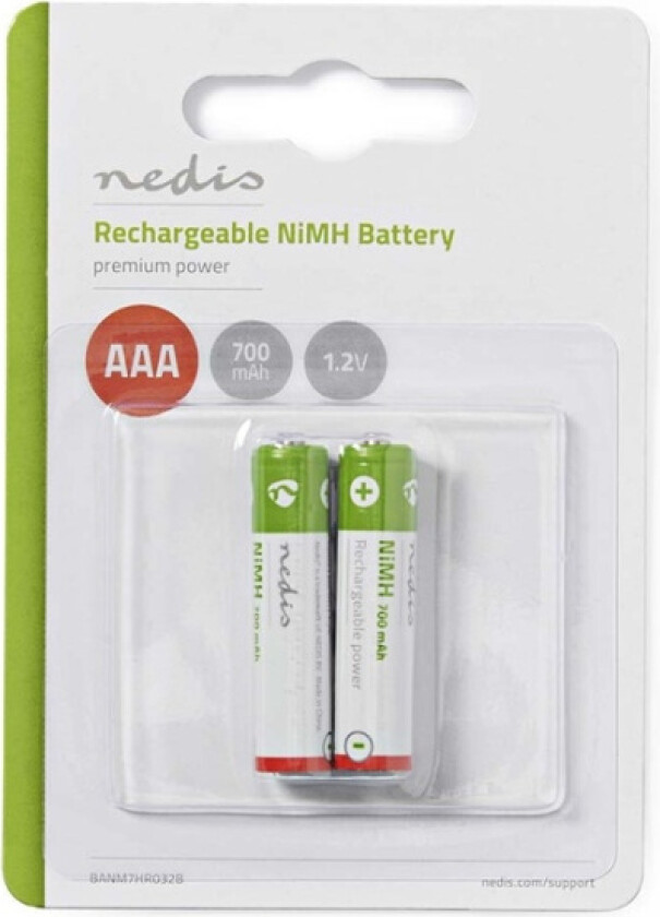 Oppladbare Ni-MH batteri AAA | 1.2 V DC | 700 mAh | Forhånds ladet | 2-Blister