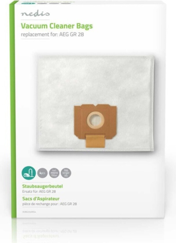 Støvsugepose- | 4 stk. | Syntetisk | Mest solgt for: AEG | Hvit