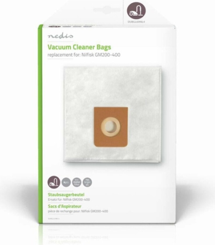 Støvsugepose- | 4 stk. | Syntetisk | Mest solgt for: Nilfisk | Hvit