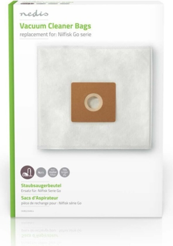 Støvsugepose- | 4 stk. | Syntetisk | Mest solgt for: Nilfisk | Hvit