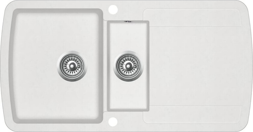 Kjøkkenvask dobbel kum granitt hvit