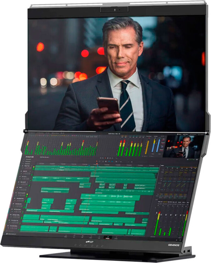 Mobile Pixels GEMINOS - Dual LCD monitor - 24" - 1920 x 1080 Full HD (1080p) @ 60 Hz - IPS - 250 cd/m² - 1000:1 - 2xHDMI, 2xUSB-C - høyttalere