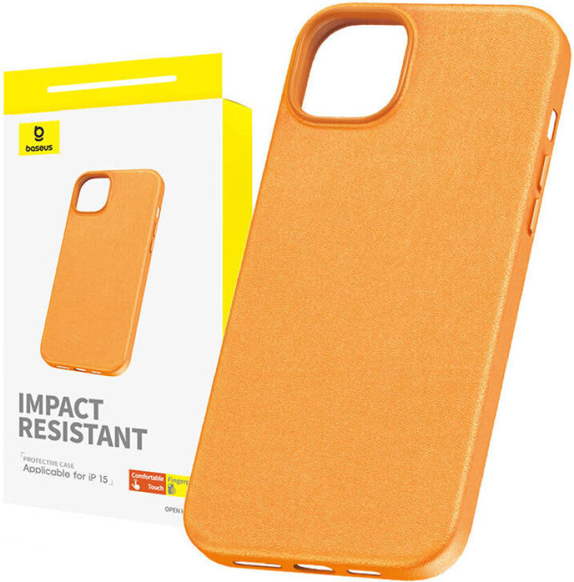 Phone Case for iPhone 15 Fauxther Series (Orange)