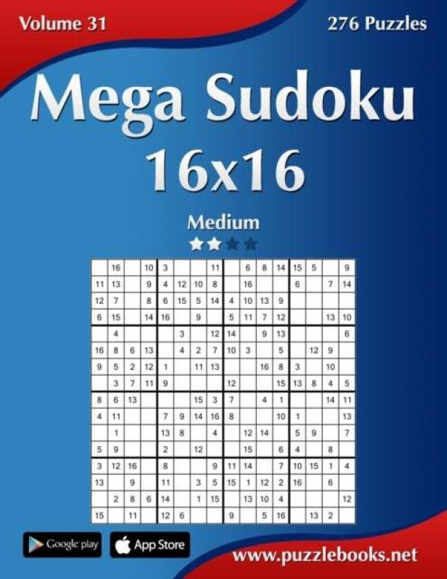 Mega Sudoku 16x16 - Medium - Volume 31 - 276 Puzzles av Nick Snels