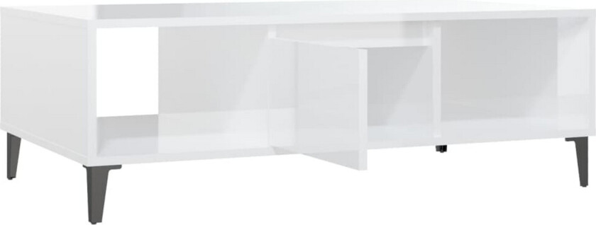 Salongbord høyglans hvit 103,5x60x35 cm sponplate