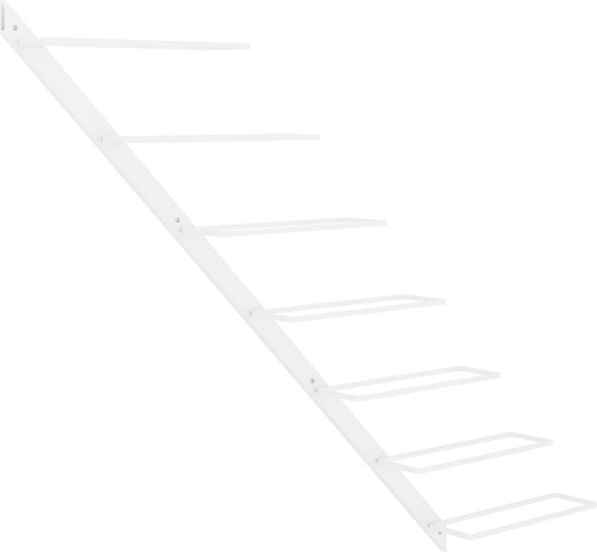 Veggmontert vinstativ for 7 flasker hvit metall