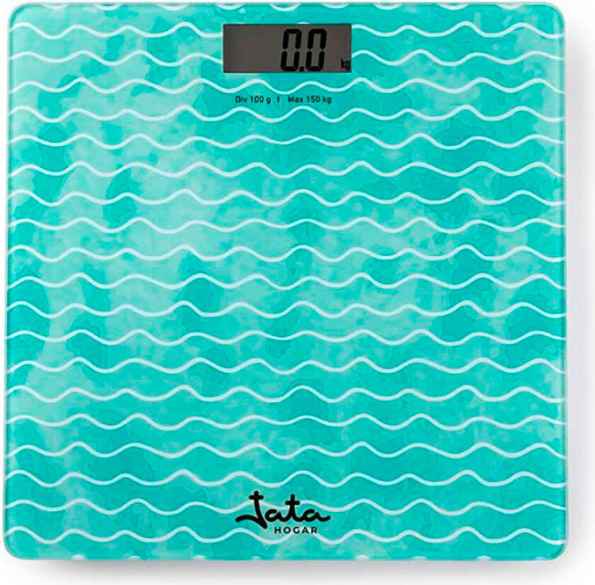 JATA HBAS1490, Elektronisk personvekt, 180 kg, 50 g, Cyan, firkant, Glass