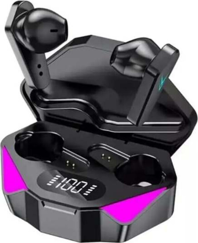Trådløs RGB Gaming TWS Bluetooth Stereo In-Ear-hodetelefoner USB-C Black