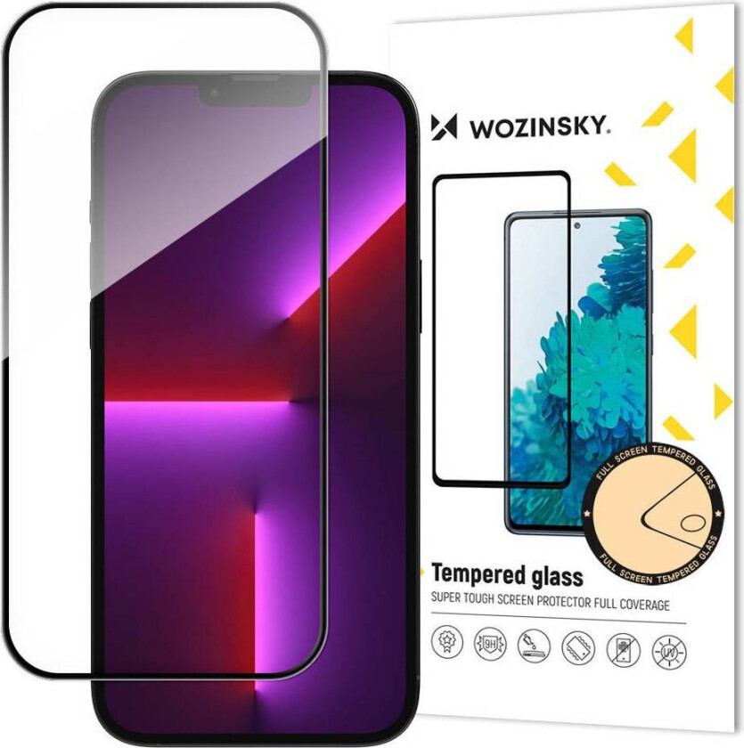 Super tough Case Friendly Wozinsky Full Glue iPhone 15 full screen tempered glass with frame - black