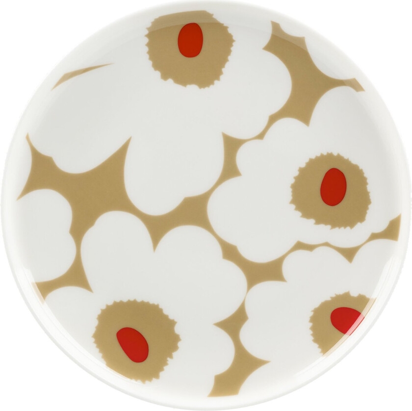 Unikko tallerken Ø 20 cm White-beige-red