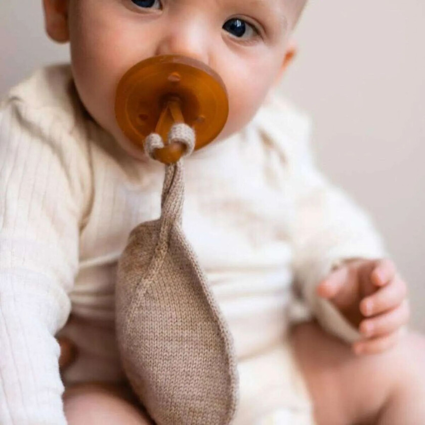 Smokkesnor Med Koseklut - 100% Merinoull Hvid - Beige Sand